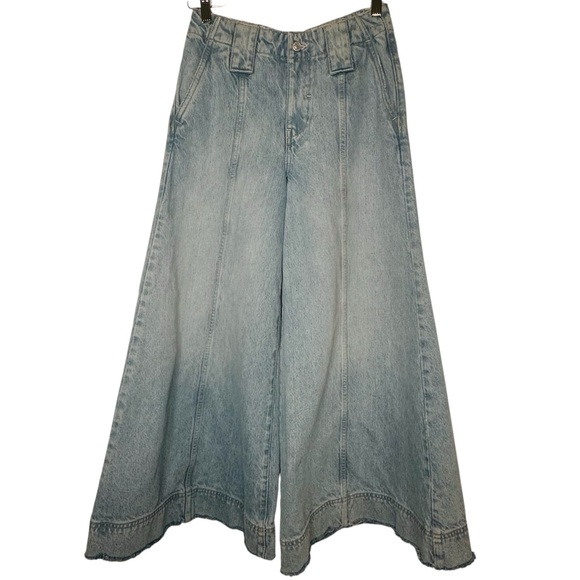 We The Free Sheer Luck Cropped Wide Leg Jeans High Rise Sz.25 Grunge Hippie - Picture 3 of 14